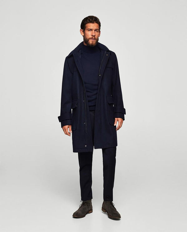 Hood wool-blend duffle coat
